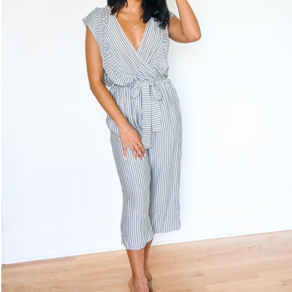 NWT Ruffled striped midi jumpsuit - Picture 2 of 7